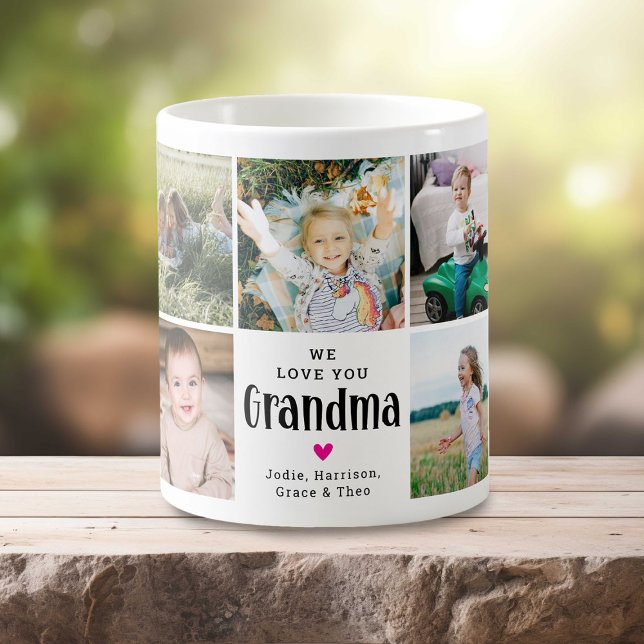Mug Collage de photos 'Nous t'aimons Mamie' Mignon (Créateur téléchargé)