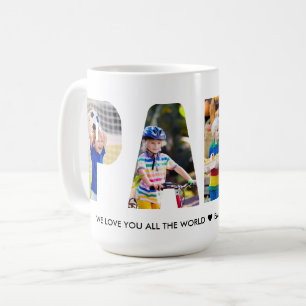 Mug Collage de photos PAPA Lettre découpée Noms des pe