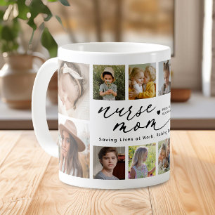 Mug Collage de photos personnalisé Maman infirmière