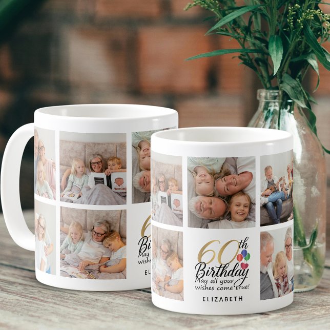 Mug Collage de photos pour les 60 ans en typographie s (Créateur téléchargé)