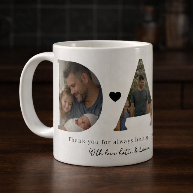 Mug Collage de photos pour papa moderne Cadeau de fête (Créateur téléchargé)