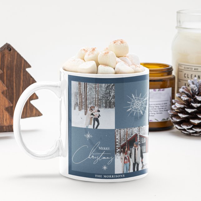 Mug Collage de photos Snowflakes géométriques | Noël (Créateur téléchargé)