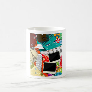 Mug Collage de voyage avec des sites touristiques embl