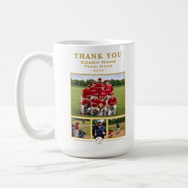 Mug Collage d'équipe de coach de baseball Équipe 4 Pho (Gauche)