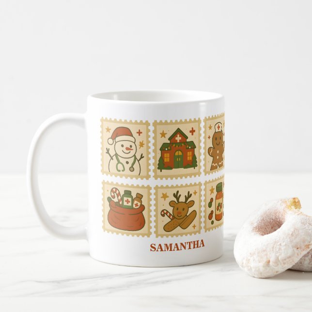 Mug Collage des infirmières de Noël | Fêtes (Avec donut)