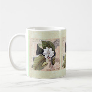 Mug Collage élégant de damassé de magnolia vintage