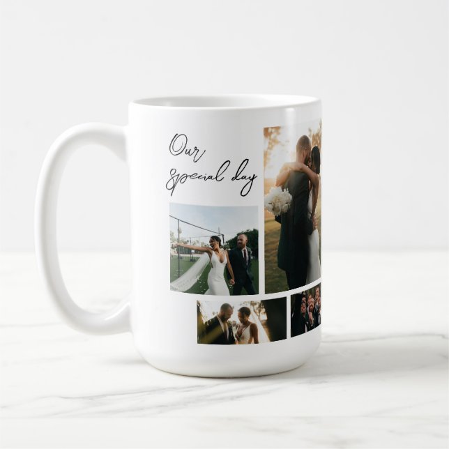 Mug Collage mariage minimaliste moderne (Gauche)