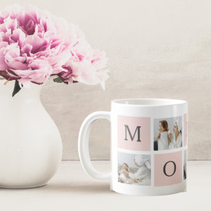 Mug Collage moderne Photo & Pastel Cadeau de maman ros