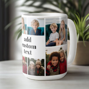 Mug Collage personnalisé 8 photo - blanc avec texte no