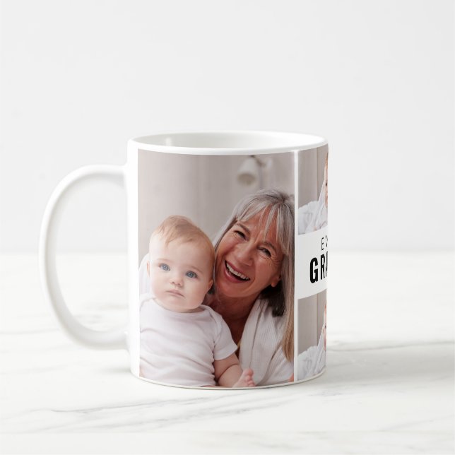 Mug Collage photo 4 Noir Blanc Grand-mère (Gauche)