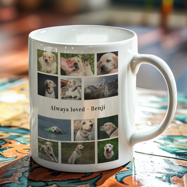 Mug Collage photo Amoureux des chiens (Dog lovers custom mug with photo template.)