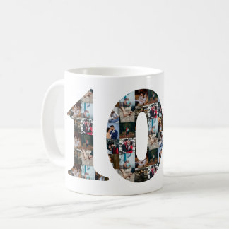 Mug Collage photo Cadeaux de 10 ans par année