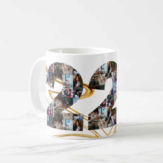 Mug Collage photo Cadeaux de 22 ans par année (Devant gauche)