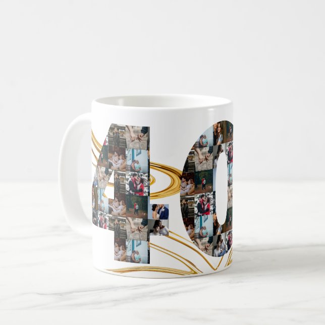 Mug Collage photo Cadeaux de 40 ans par année (Devant gauche)