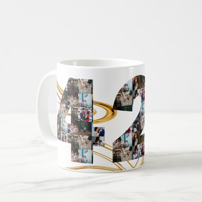 Mug Collage photo Cadeaux de 42 ans par année (Devant gauche)
