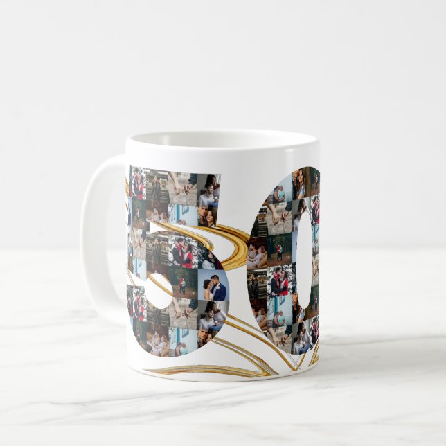 Mug Collage photo Cadeaux de 50 ans par année (Devant gauche)