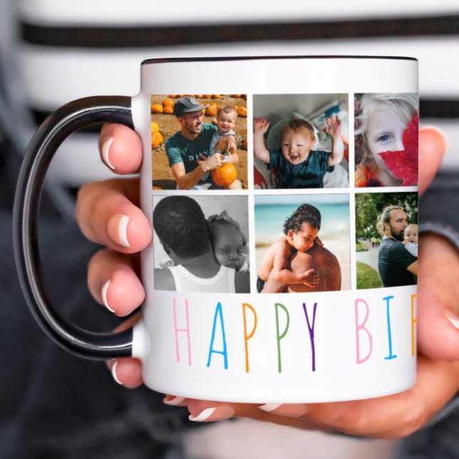 Mug Collage photo d'anniversaire moderne coloré 14 (Créateur téléchargé)