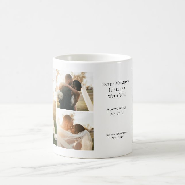Mug Collage photo de 4 ans de mariage de couple modern (Centre)