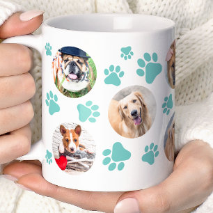 Mug Collage photo de 8 chiens avec empreinte de patte 