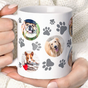 Mug Collage photo de 8 chiens avec empreinte de patte