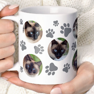Mug Collage photo de 8 empreintes de patte de chat gri