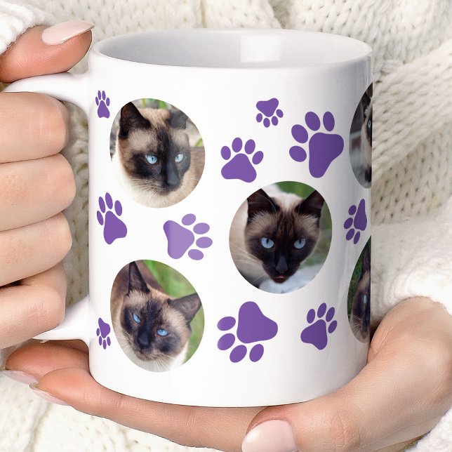 Mug Collage photo de 8 empreintes de patte de chat vio (Créateur téléchargé)