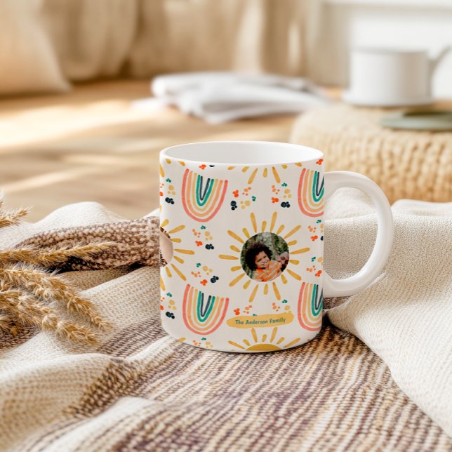Mug Collage photo de famille Boho Rainbow Morning Suns (Créateur téléchargé)