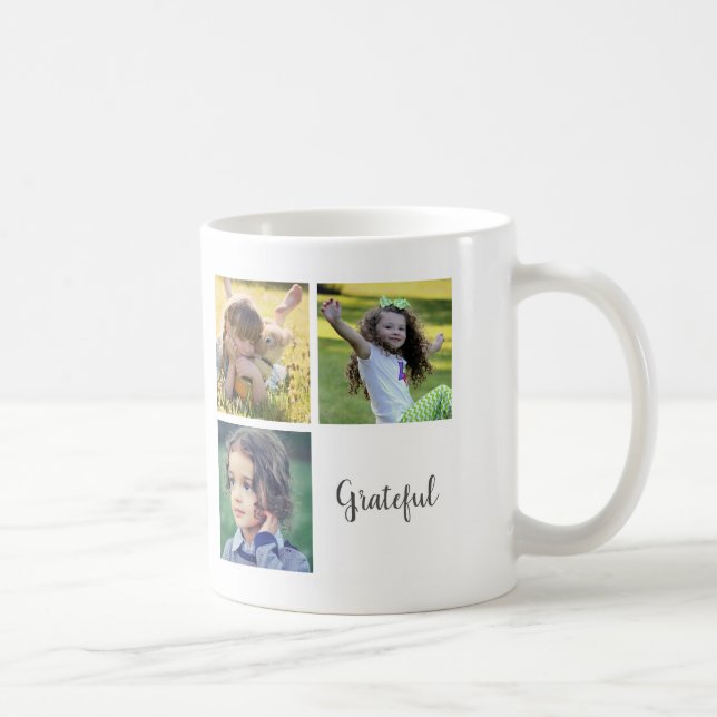 Mug Collage photo de famille monogramme nom script rec (Droite)