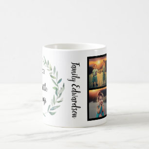 Mug Collage photo de famille monogramme profiter de pe