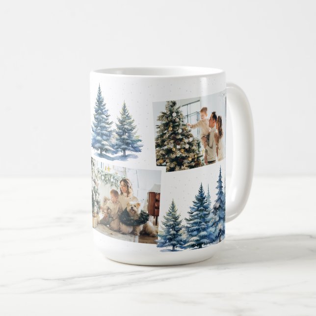 Mug Collage photo de la forêt d'hiver Noël (Devant droit)