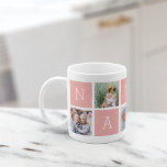 Mug Collage photo de la grand-mère nounou 5<br><div class="desc">Créez un gentil souvenir pour grand-mère avec ce design simple qui comprend cinq de vos photos Instagram préférées,  arrangé dans un montage avec des carrés alternatifs en rose pastel,  en épelant "Nanny". Personnalisez avec des photos préférées de ses petits-enfants pour un cadeau précieux pour Nanny.</div>