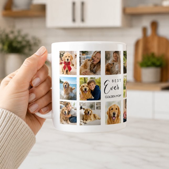Mug Collage photo de la mère d'un chien Golden Retriev (Créateur téléchargé)