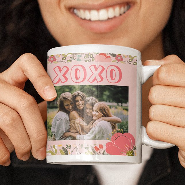 Mug Collage photo de la Saint-Valentin rose xoxo 2 Gal (Créateur téléchargé)