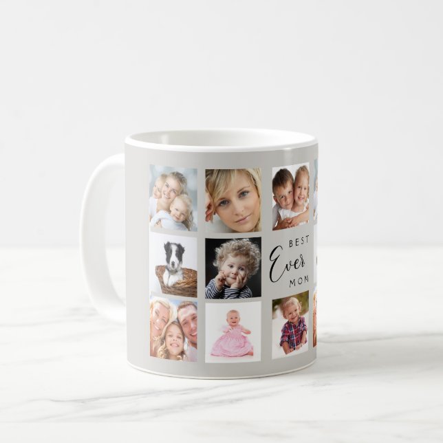 Mug Collage photo de maman gris (Devant gauche)