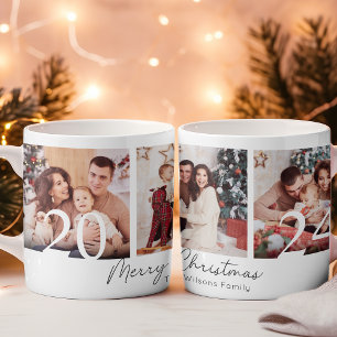 Mug Collage photo de Noël de famille élégant
