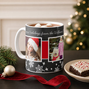 Mug Collage photo de Noël sur tableau noir festif
