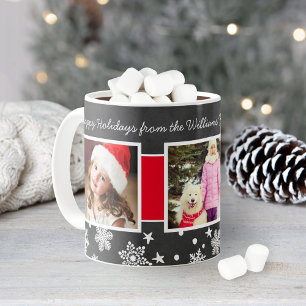 Mug Collage photo de Noël sur tableau noir festif