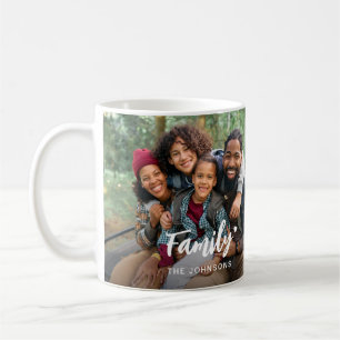 Mug Collage photo de script familial personnalisé