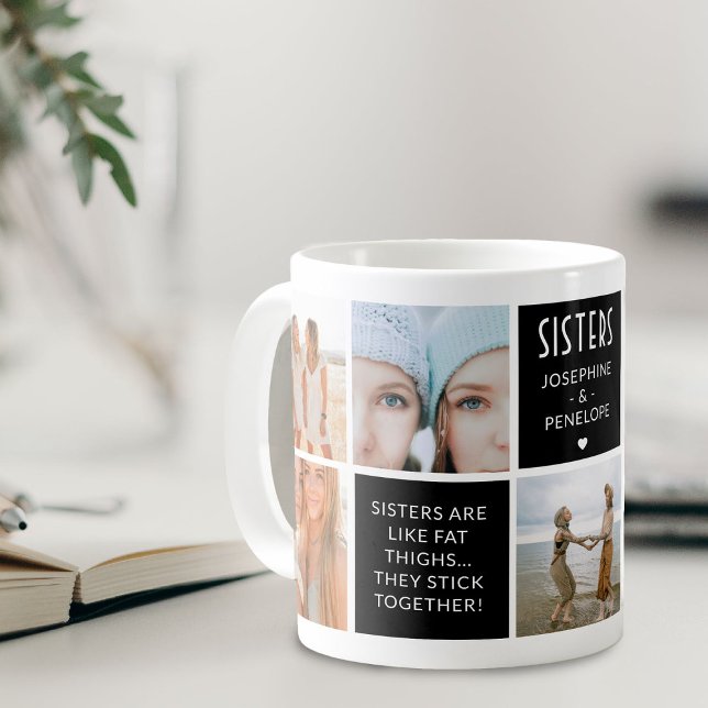 Mug Collage photo de sœurs mignonnes et bloc de citati (Créateur téléchargé)
