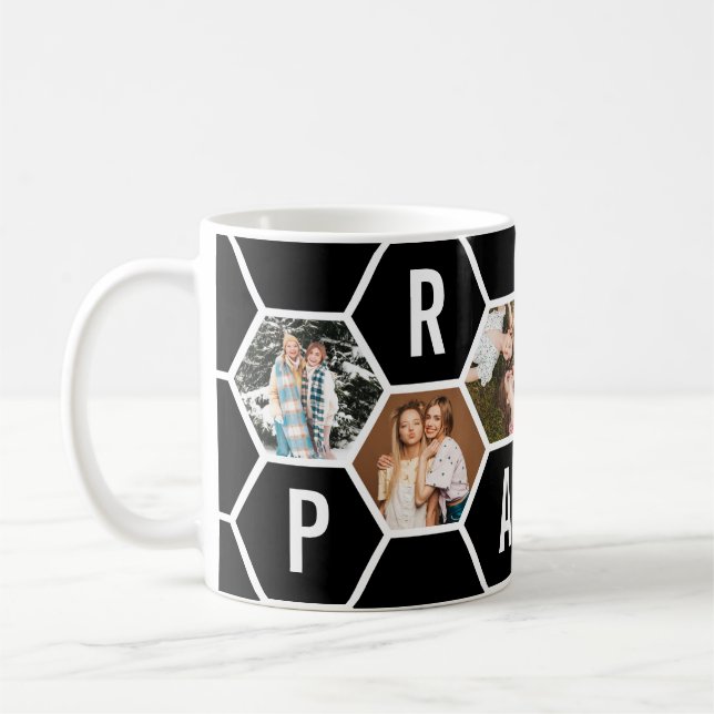 Mug Collage photo de typographie noir et blanc moderne (Gauche)