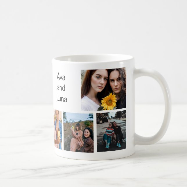 Mug Collage photo des meilleurs amis branchés 8 | Nom (Droite)