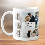 Mug Collage photo du meilleur mari du monde<br><div class="desc">Donnez à votre mari une tasse à café de collage photo qu'il chérira et appréciera pendant des années avec 8 photos de votre jour de mariage et des souvenirs en couple et "Meilleur Mari du Monde".</div>