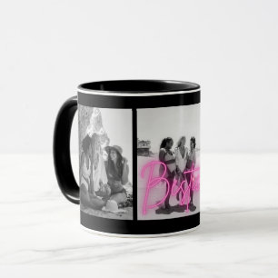 Mug Collage photo en noir et blanc personnalisé "Besti