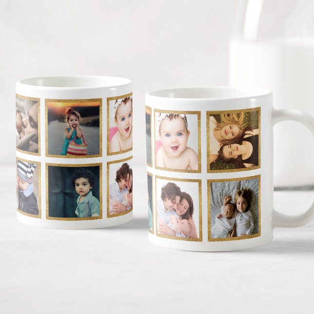 Mug Collage Photo Famille Personnalisée Or glamour (Créateur téléchargé)