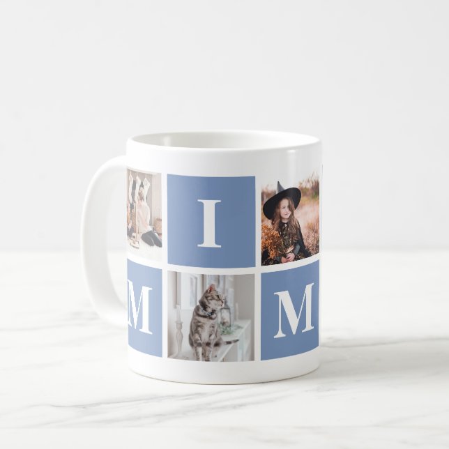 Mug Collage photo grand-mère bleu Mimi (Devant gauche)