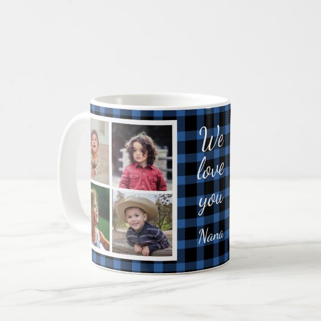 Mug Collage photo Grand-mère de Blue Buffalo Plaid (Devant gauche)