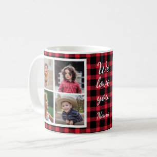Mug Collage photo Grand-mère de Red Buffalo Plaid