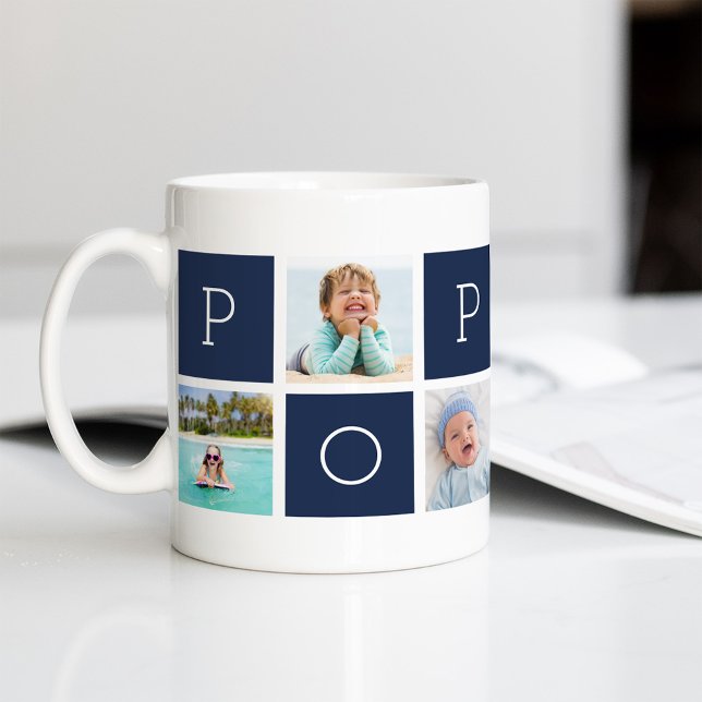 Mug Collage photo grand-père Poppop personnalisé (Créateur téléchargé)
