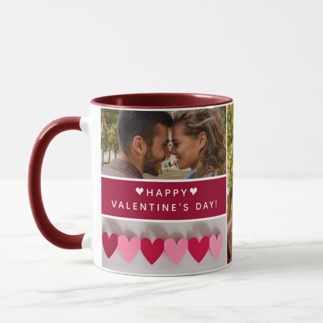 Mug Collage photo Heureuse Sainte-Valentin personnalis (Gauche)