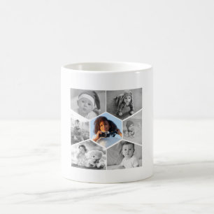 Mug Collage photo Hexagon noir et blanc